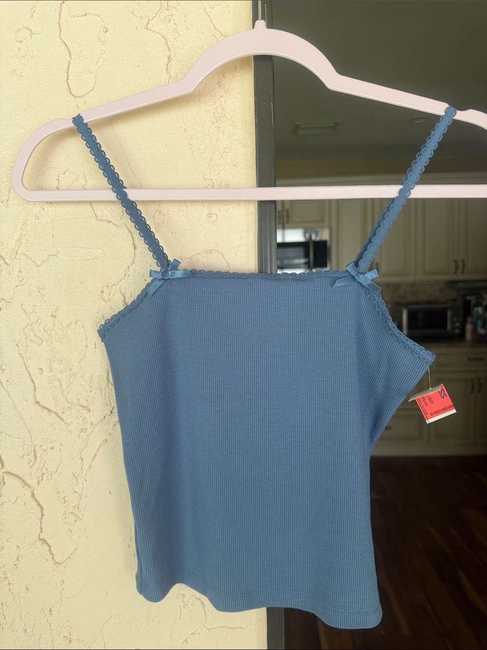 American Eagle Outfitters Blue Ribbed Scallop-Edge Cami